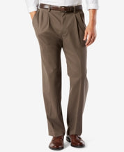 Dockers Mens Classic fit Casual Khaki Pants 44 / 34 Brown Solid Stretch