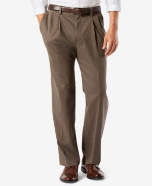 Dockers Mens Classic fit Casual Khaki Pants 44 / 34 Brown Solid Stretch