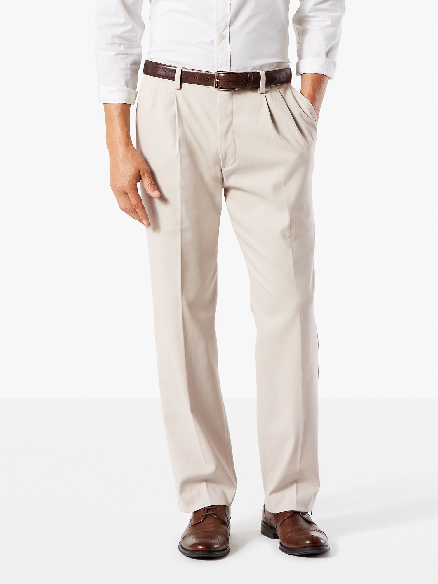 Dockers Men's Big and Tall Easy Classic Pleated Fit Khaki Pants Beige 48 x 30