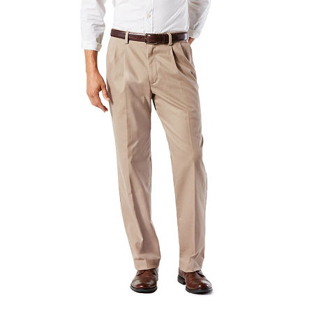 Dockers Mens Easy Khakis Pleated Classic Fit Dress Pants Khaki 46 x 34