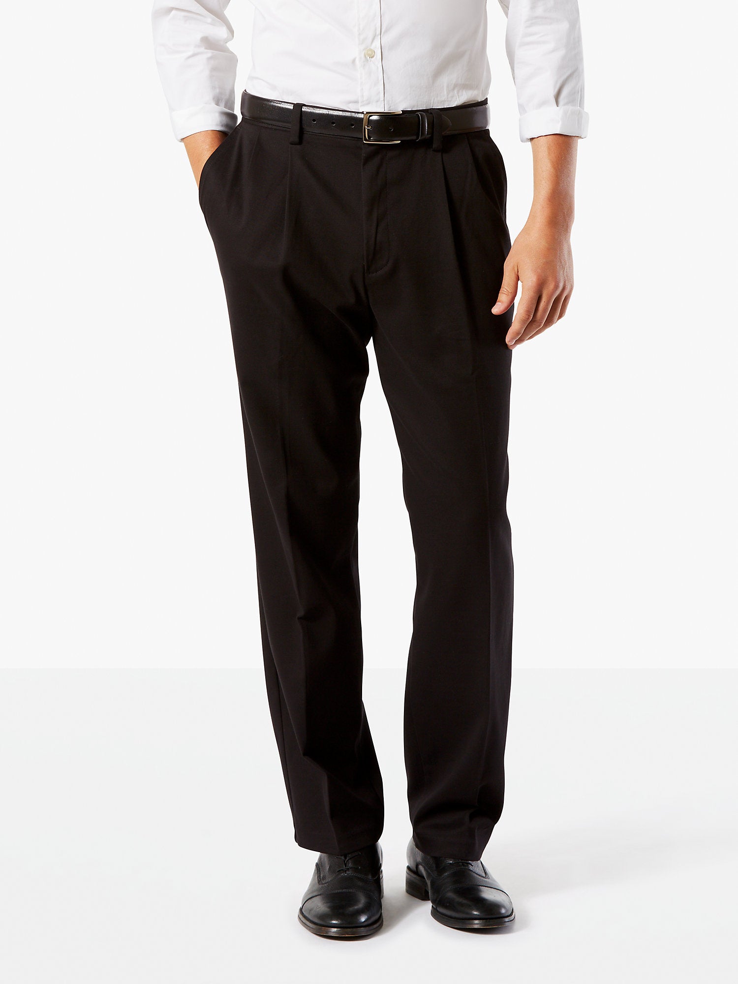 Dockers Mens Classic fit Casual Pants 48 / 32 Black Solid Stretch