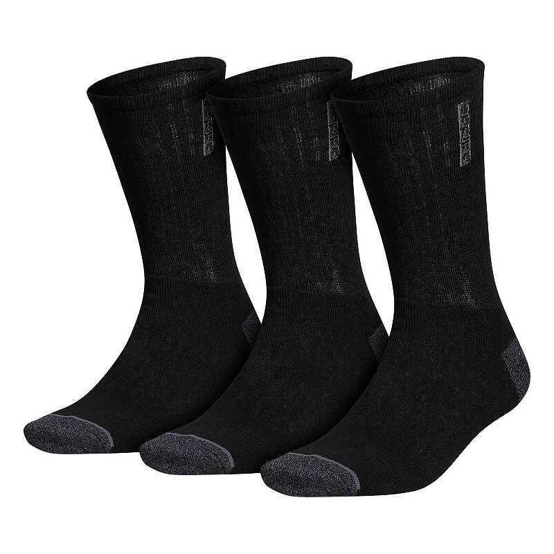 adidas Mens 3-Pack Classic Cushioned Black Crew Socks 6 - 12