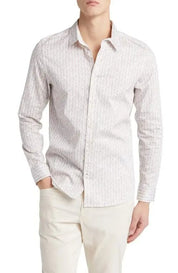 Ted Baker Mens dunsop slim fit ditsy leaf stripe stretch shirt Size 2 / Small