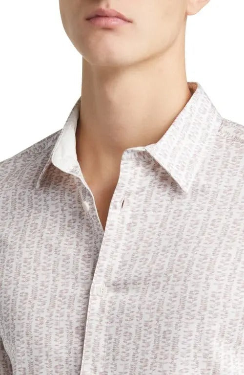 Ted Baker Mens dunsop slim fit ditsy leaf stripe stretch shirt Size 5 / XL