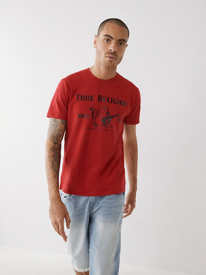 True Religion Men's Metallic Buddha T Shirt Red XL