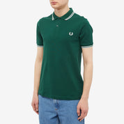 Fred Perry Mens Twin Tipped Short Sleeve Polo Shirt Green Small