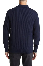 Ted Baker London Mens ademy ribbed wool polo sweater Size 5 / XL Navy Blue