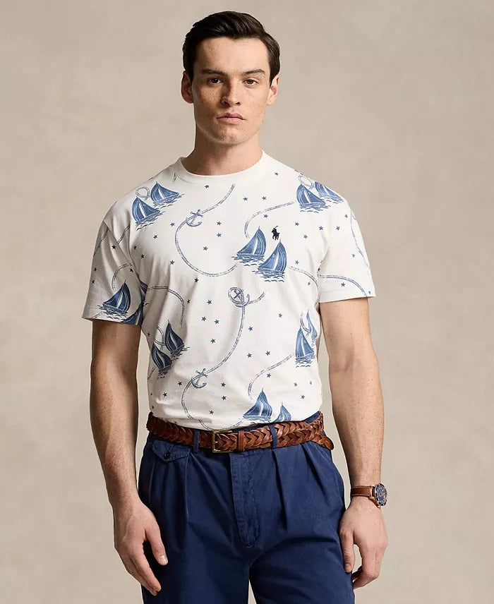 Polo Ralph Lauren Mens Regular fit Nautical Short Sleeve T-Shirt Shirt XS White