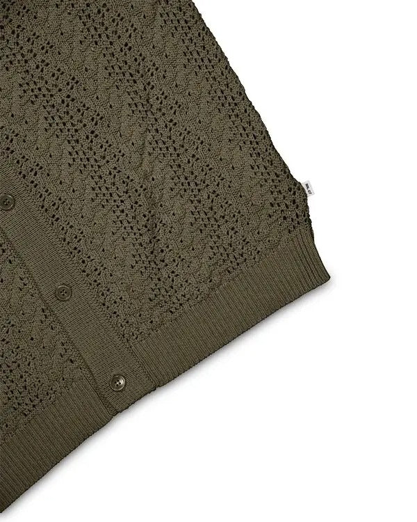 Nn07 Mens Regular fit Lace Cardigan Sweater Medium Collared Green Solid