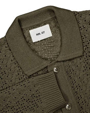 Nn07 Mens Regular fit Lace Cardigan Sweater Medium Collared Green Solid