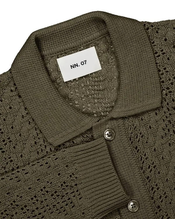 Nn07 Mens Regular fit Lace Cardigan Sweater Medium Collared Green Solid