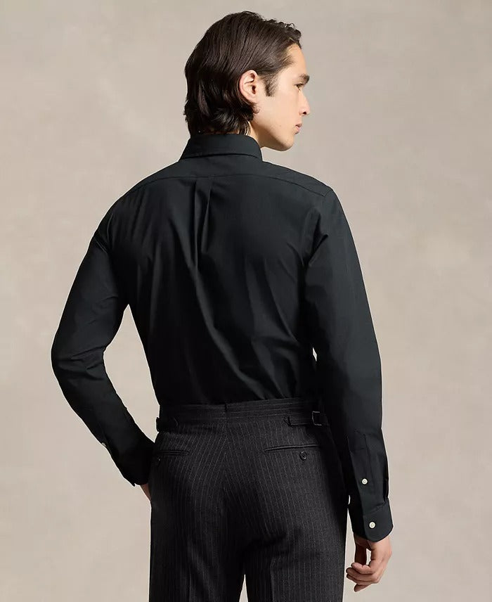POLO RALPH LAUREN Men's Slim Fit Striped Stretch Poplin Shirt Black Medium