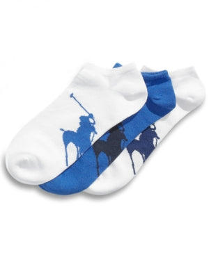 Ralph Lauren Men's Athletic Socks  Big Polo Player One Size White Blue