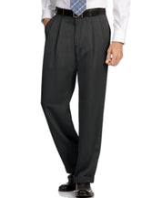 Perry Ellis Mens Classic fit Pleated Dress Pants 30 / 30 Black Solid