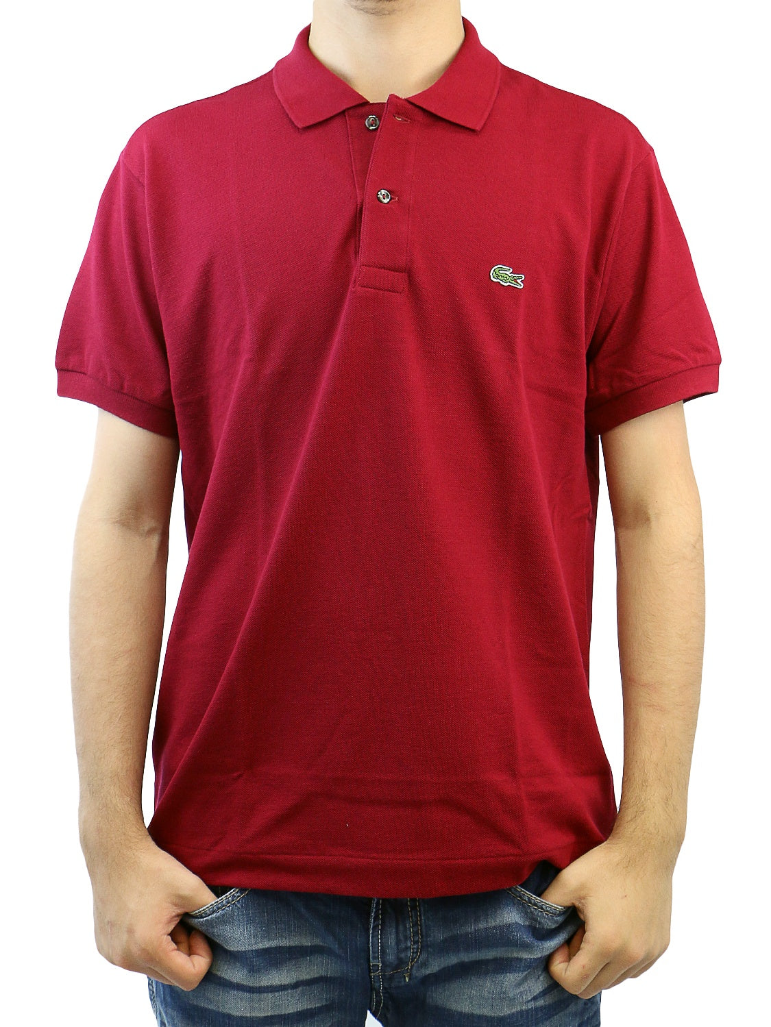 Lacoste Mens L1212 Classic Pique Short Sleeve Polo Shirt Bordeaux Red EU 6 US XL