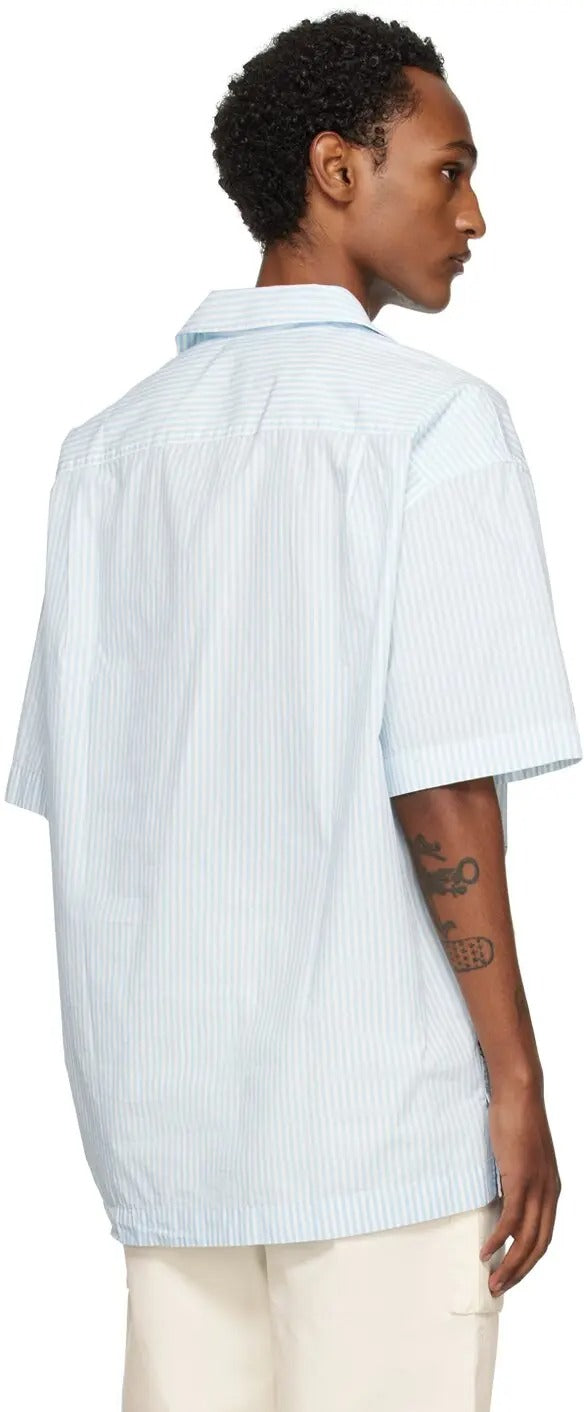 JW Anderson Mens Short Sleeve Button Up Shirt IT 48 US 38 Blue Striped