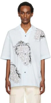 JW Anderson Mens Short Sleeve Button Up Shirt IT 48 US 38 Blue Striped