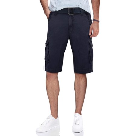 X Ray Mens Belted Twill Tape Cargo Shorts Navy Blue 42