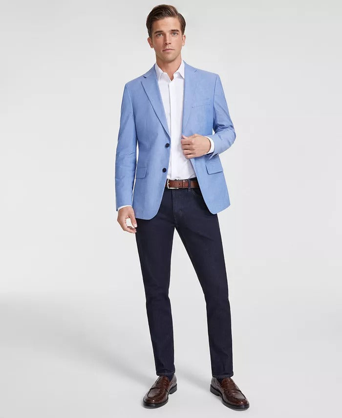 Tommy Hilfiger Mens Modern fit Sport Coat Blazer 40 R Light Blue Solid