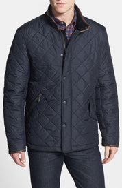 Barbour Mens Regular fit Powell Quilted Coat Large Blue Solid