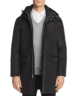 Cole Haan Men's Bonded Car Coat Parka Large Black
