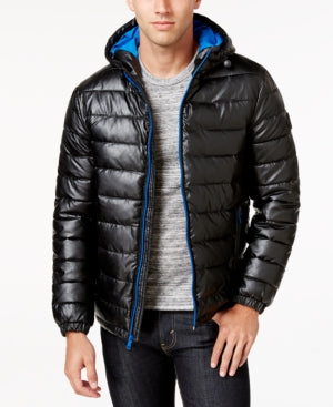 Cole Haan Men's Puffer Coats Black Blue Large