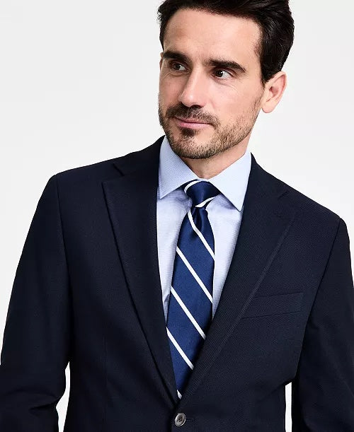 Michael Kors Mens Classic fit Sport Coat Blazer 48 L Navy Blue Solid Stretch