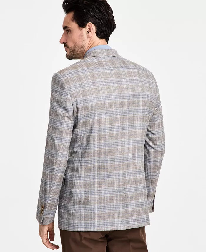 Michael Kors Mens Classic fit Sport Coat Blazer 44 L Beige Plaid