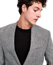 Michael Kors Mens Classic fit Linen Sport Coat Blazer 48 L Black White Plaid