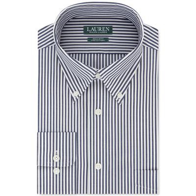 Lauren Ralph Lauren Mens Classic Fit Striped Dress Shirt Blue Large 16.5 34 35
