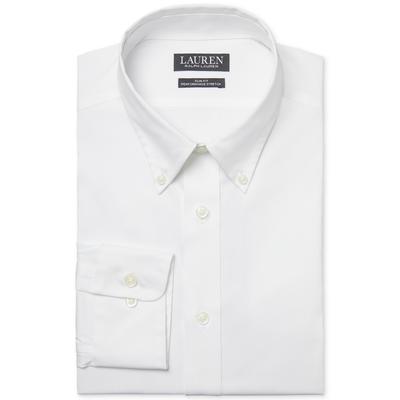 Lauren Ralph Lauren Mens Slim Fit Stretch Performance Dress Shirt White 17 36 37