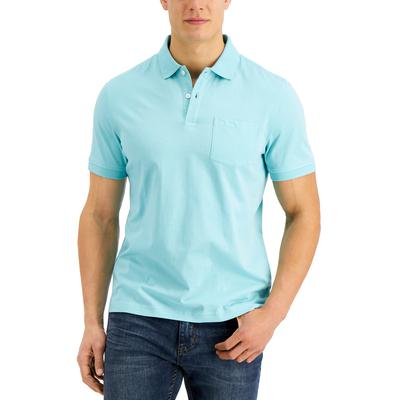 Club Room Men's Solid Jersey Short Sleeve Polo Shirt Aqua Reef 3XL