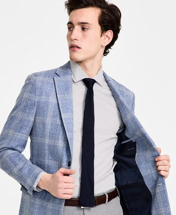 Tommy Hilfiger Mens Modern fit Sport Coat Blazer 42 R Blue Plaid