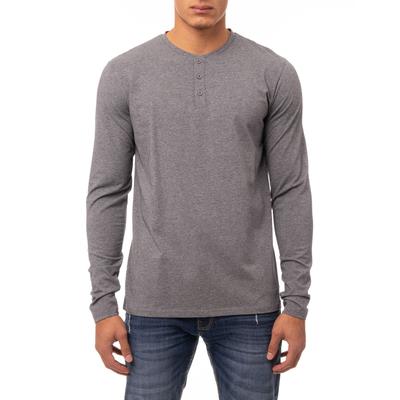 X-Ray Men's Soft Stretch Long Sleeve Henley T Shirt Charcoal Grey 2XL