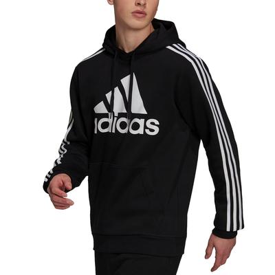 Adidas Men's Essentials Fleece 3-Stripes Hoodie Sweatshirt XL Black / White