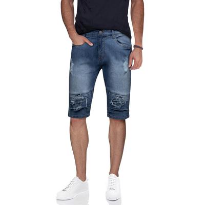 X Ray Men's Distressed Moto Denim Jean Shorts Black 34
