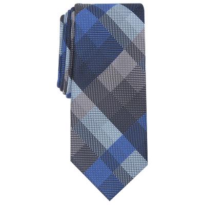Alfani Mens Slim fit Tie Necktie One Size Blue Ember Plaid