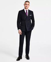 Alfani Mens Slim fit Double Breasted Suit Jacket Blazer 44 L Navy Blue Striped