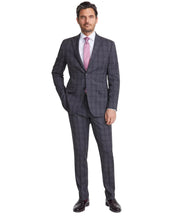 Dkny Mens Modern fit 2 Piece Suit 38 S / 31 Waist Grey Plaid Stretch