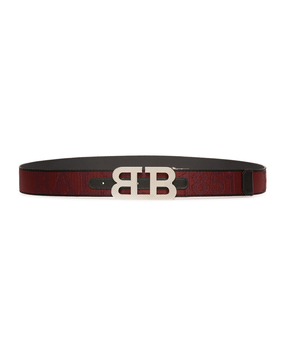 Bally Men's Mirror B Woven Logo Belt Size 30 - 32 Red Black