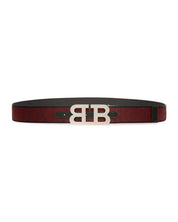Bally Men's Mirror B Woven Logo Belt Size 30 - 32 Red Black