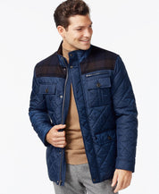 Cole Haan Navy Medium Mixed Media Quilted Jacket