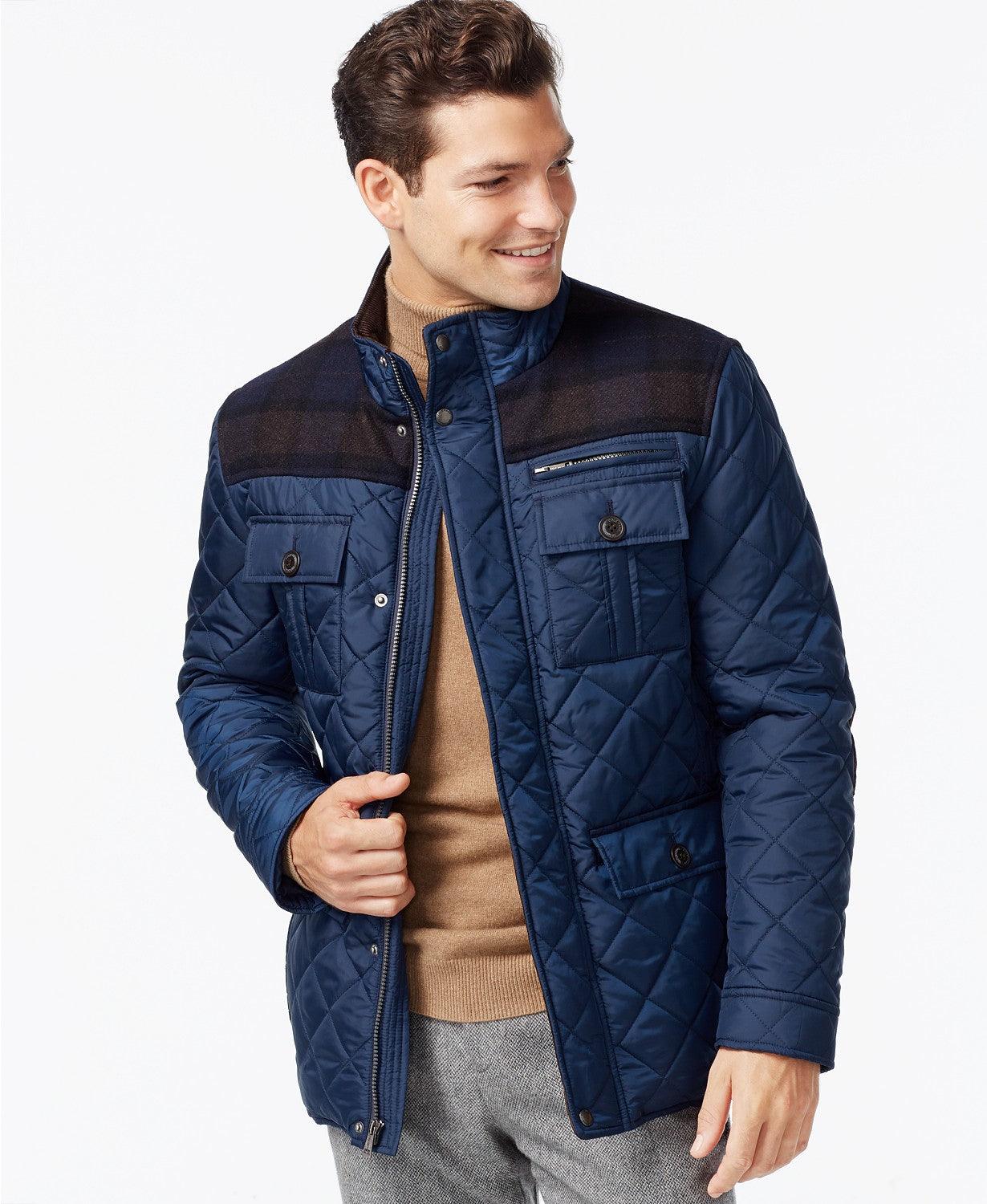 Cole Haan Navy XL Mixed Media Quilted Jacket