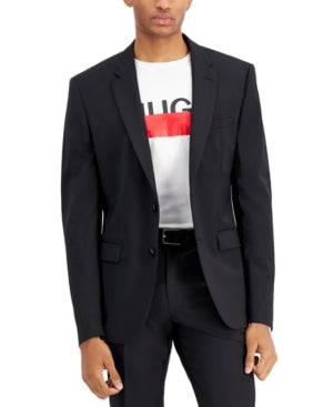 Hugo Boss Mens Modern fit Suit Jacket Blazer 44 R Black Solid Stretch Wool