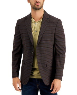 Tommy Hilfiger Men's Modern fit Burgundy/Brown Check Blazer  Dark Red 38R/M37.5