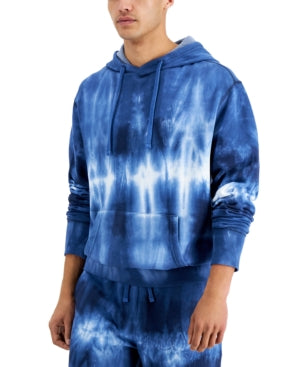 Sun + Stone Mens Fleece Tie Dye Hoodie Sweatshirt Medium Blue
