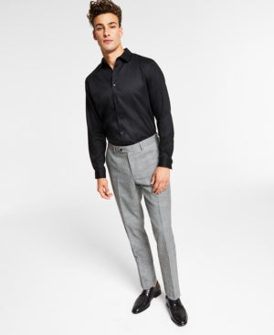 Bar Iii Men's Slim Fit  Plaid Suit Dress Pants Black White 32 x 34