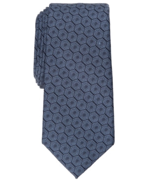 Alfani Men's Necktie Slim Geometric Tie Blue