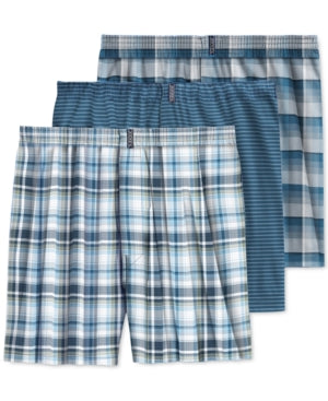 Jockey Men's Underwear 3 Pack Woven Boxers  Blue XL
