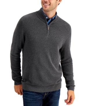 Club Room Men's 1/4 Zip Pullover Sweater Dark Gray Small